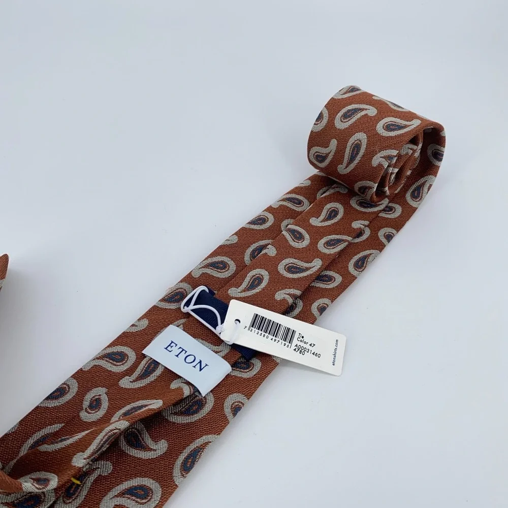 Eton Tie Mens‎ One Size Multi Paisley Silk Classic Luxury Necktie Italy Made NWT